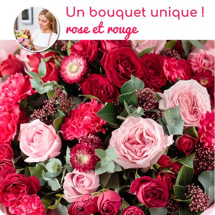 Bouquet surprise rouge et rose - Au cœur d'une fleur à Loudun