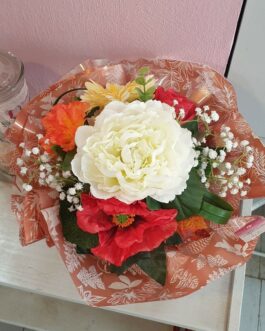 Bouquet rond artificiel Coquelicot