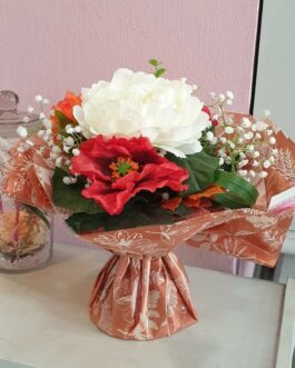 Bouquet rond artificiel Coquelicot