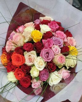 Bouquet de roses multicolores